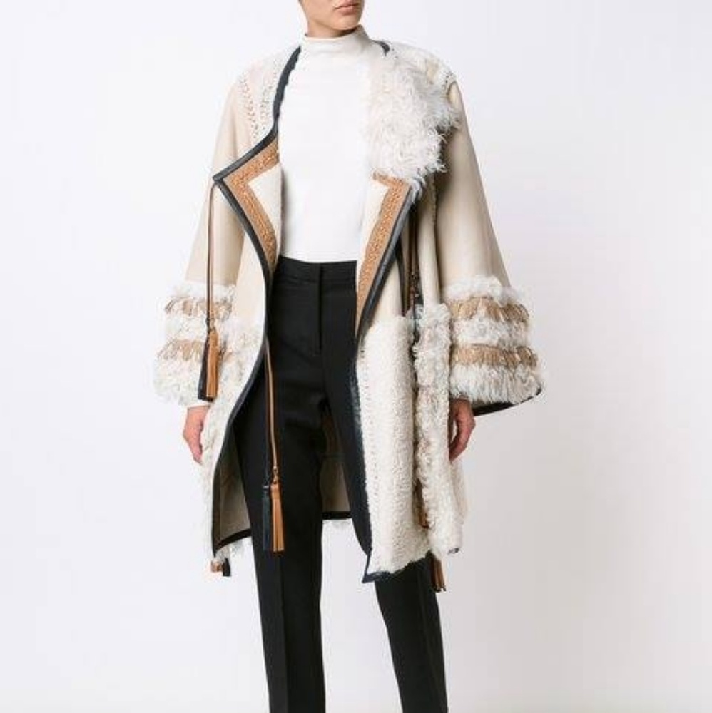 Chloe Authentic Oversized Patchwork Shearling Coat